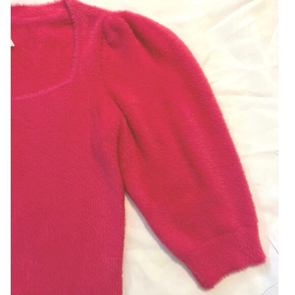 Free People Moonbeam Cropped Sweater Womens Size L Raspberry Soft Stretchy Fuzzy - Picture 6 of 16